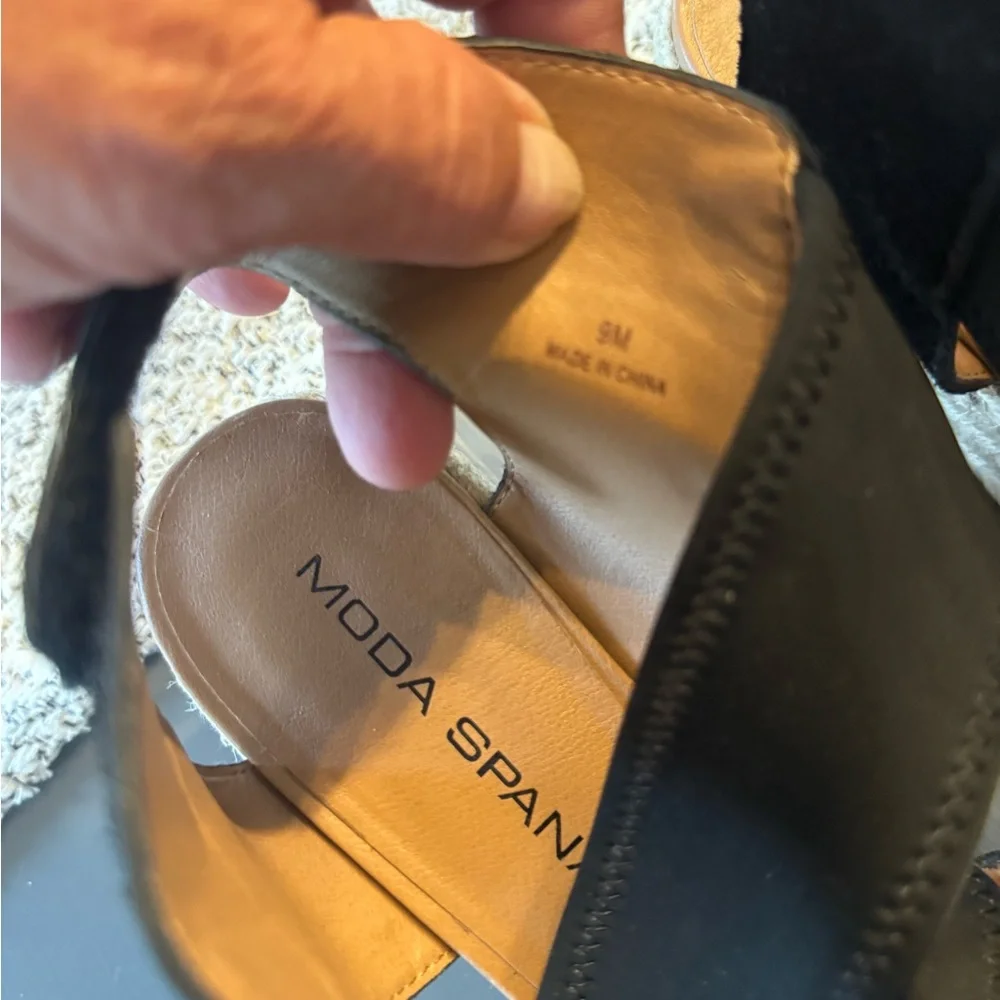 Moda Spana Black Espadrille Wedge Sandals
